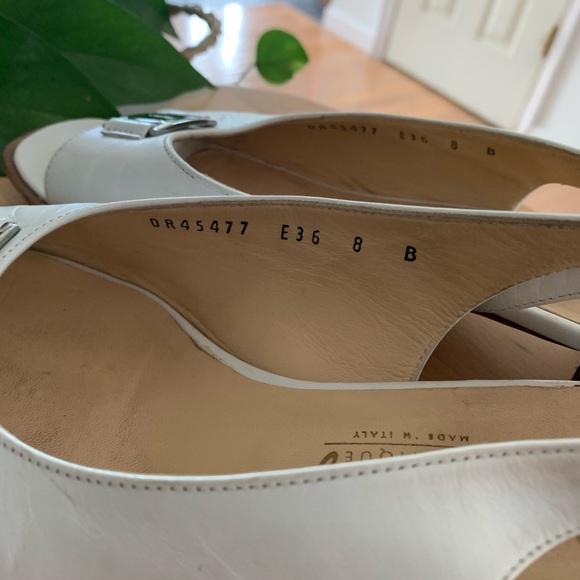 Salvatore Ferragamo White Neutral Slingback heels Sz 8 B - Picture 3 of 8